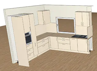 Küchenmöbel als 3D-Entwurf